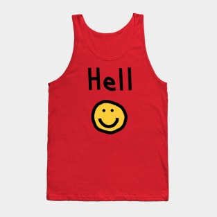 Halloween Horror Hello Greeting Hell with Smiley Face Tank Top